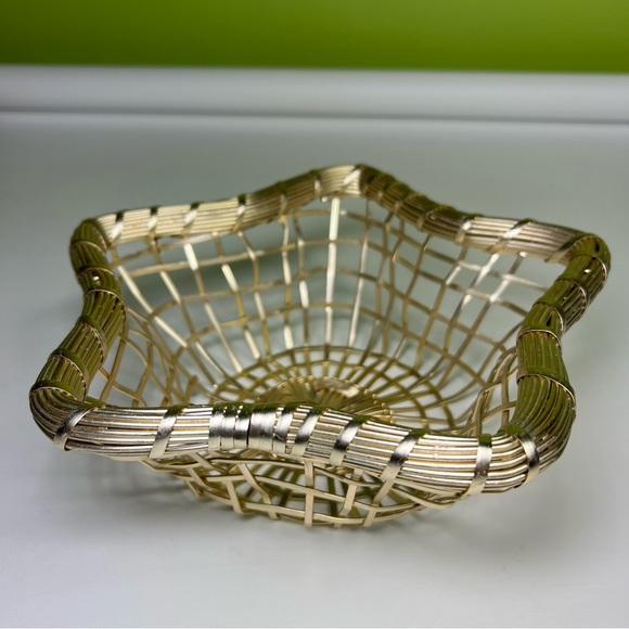 Other - Metal Basket Woven Star Shaped Made in India Gold-Toned Container 1990